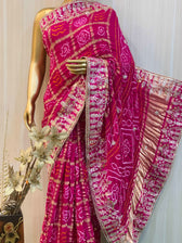 Parisa Pink Bandhani Saree