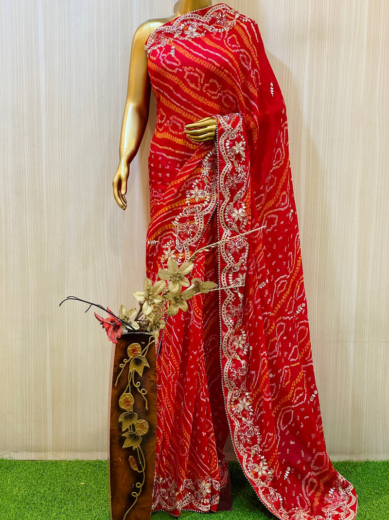 Ritu Bandhani Saree