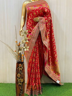 Alekhya Red Banarasi Saree