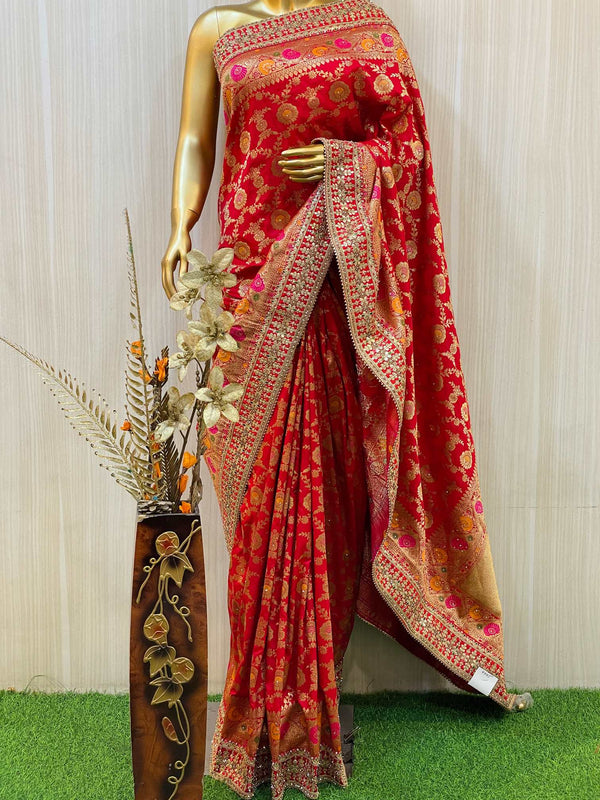 Alekhya Red Banarasi Saree