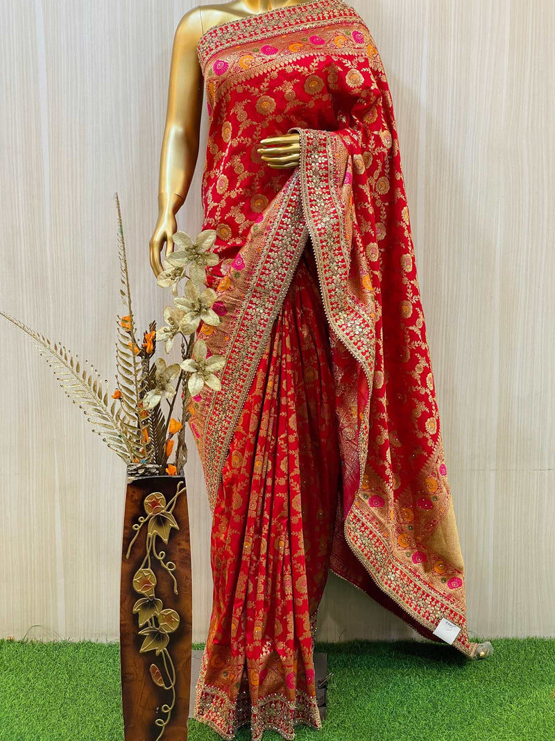 Alekhya Red Banarasi Saree