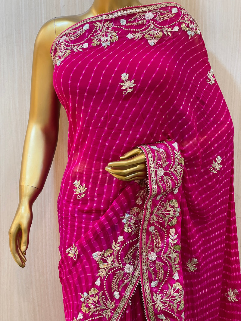 Payal Pink Leheriya Saree