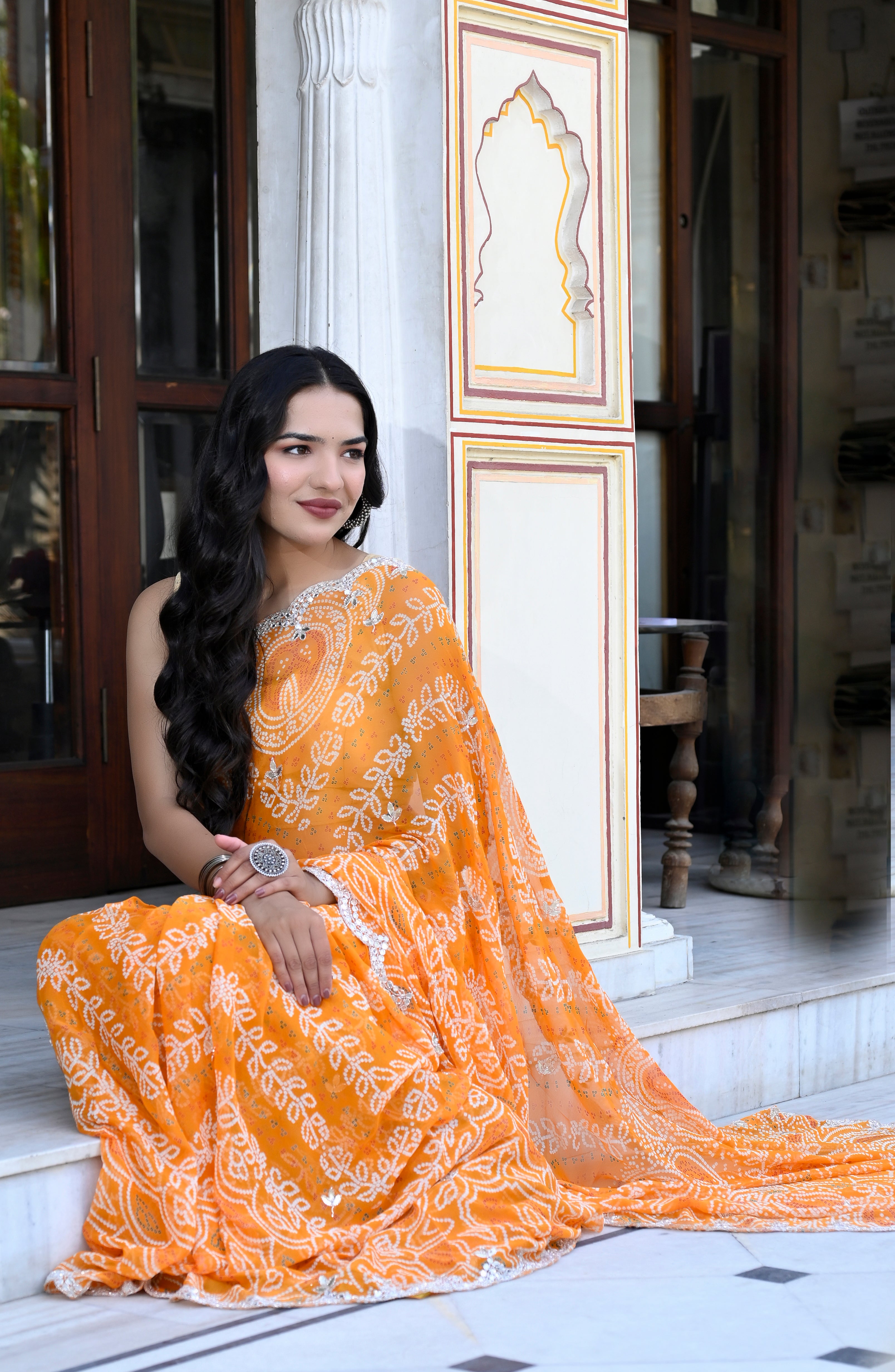 Deepika Yellow Bandhani Chiffon Saree