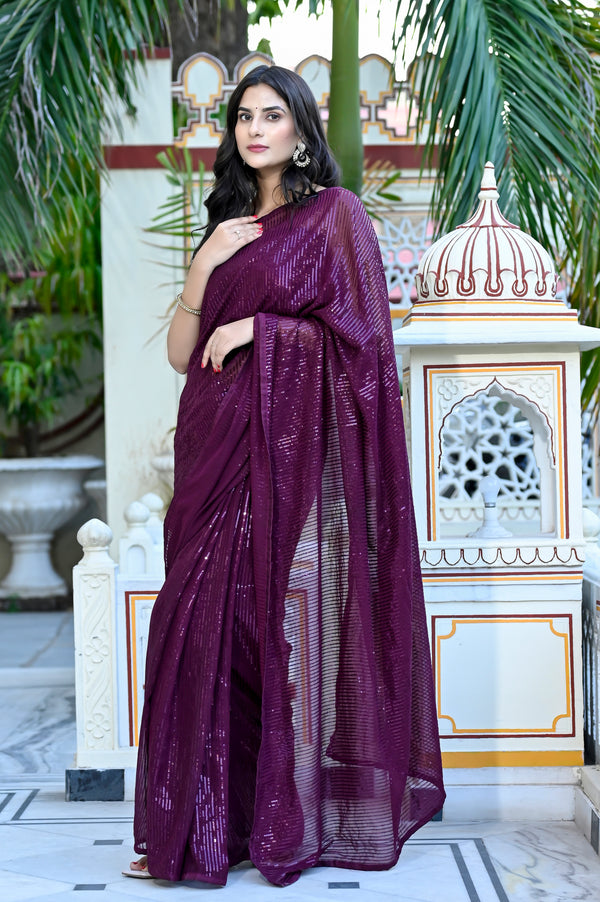 Bhawna Wine Sequence Saree