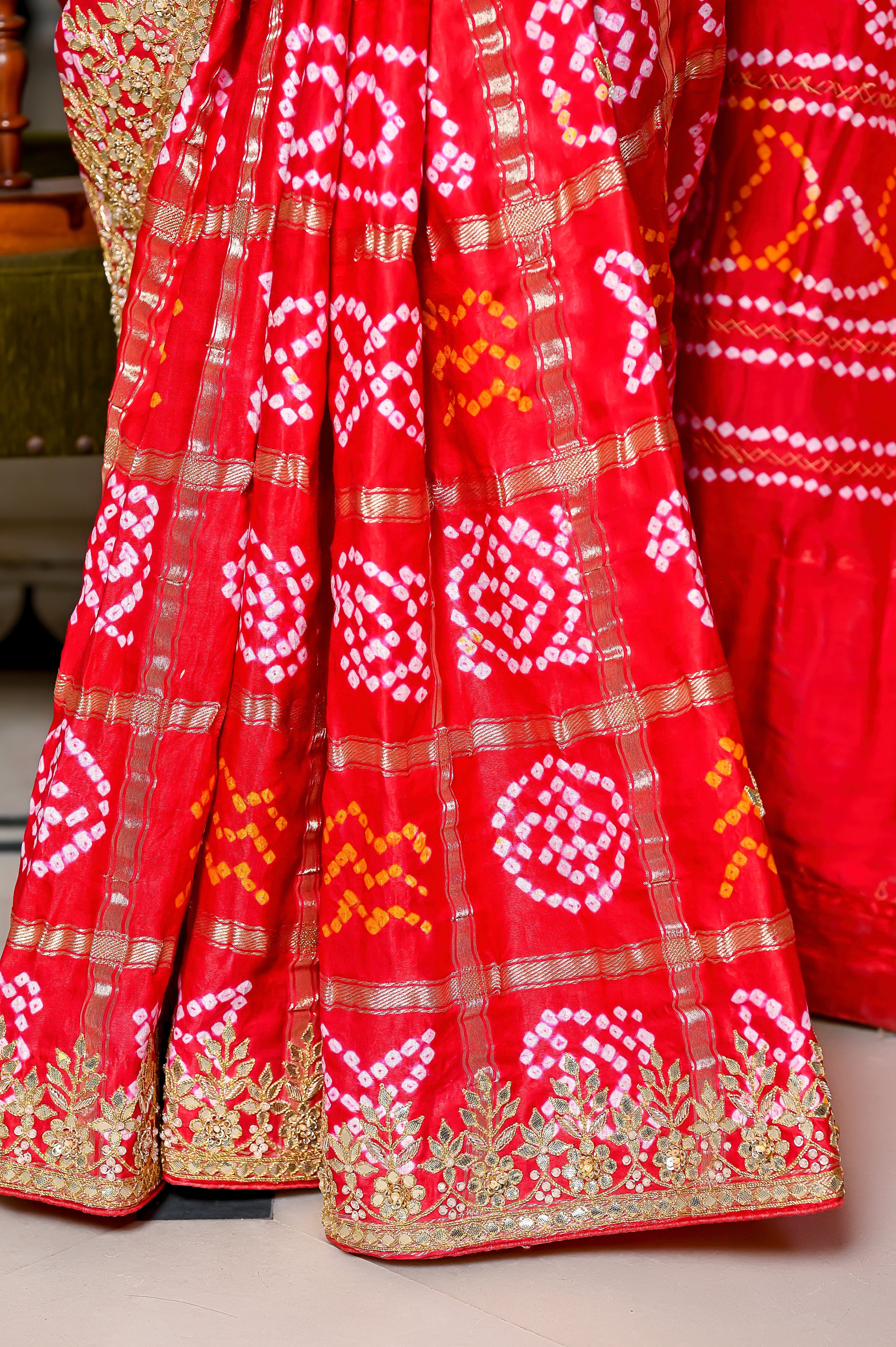 Bhavisha Red Gajji Silk Saree