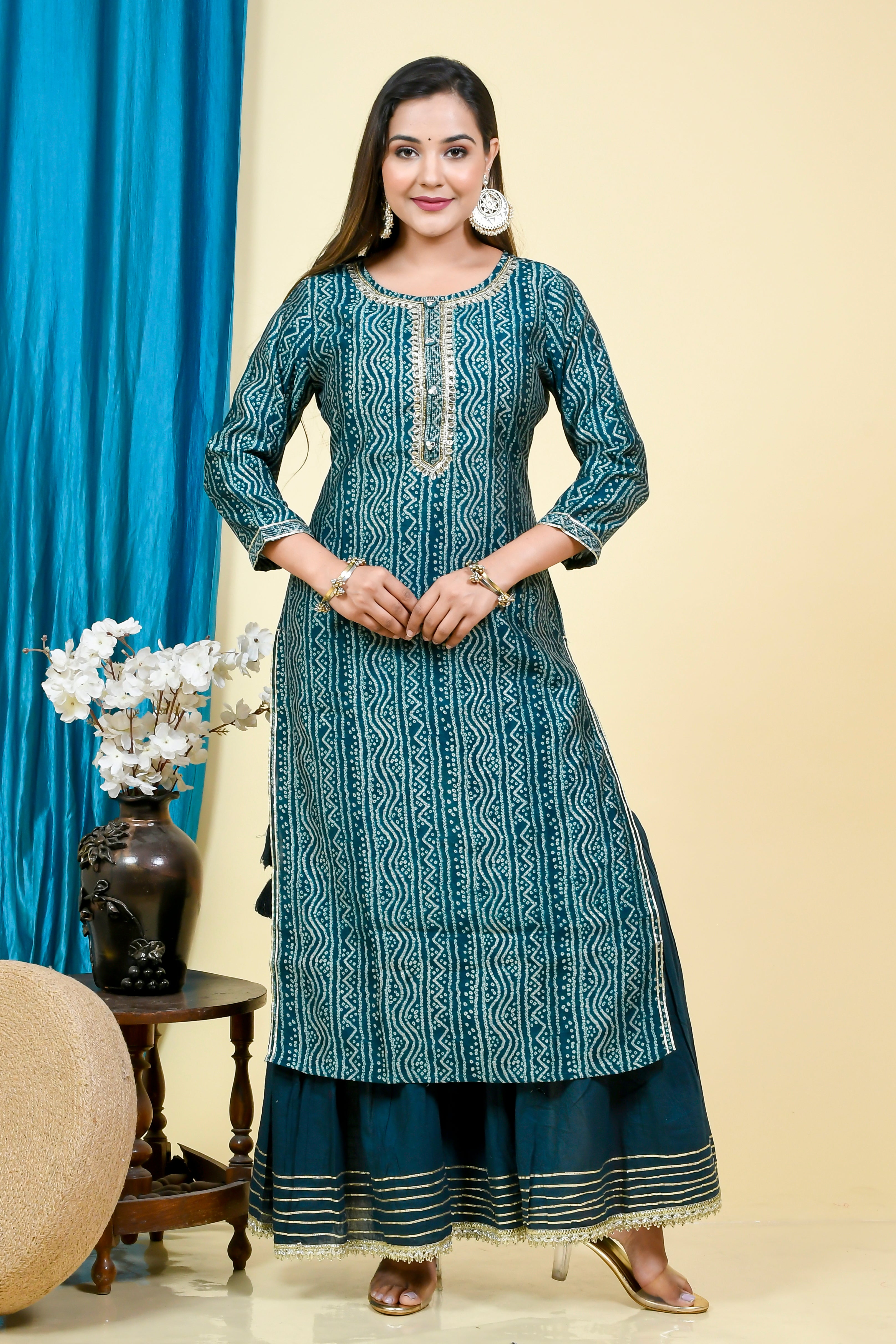 Blue Bandhani Kurta Set