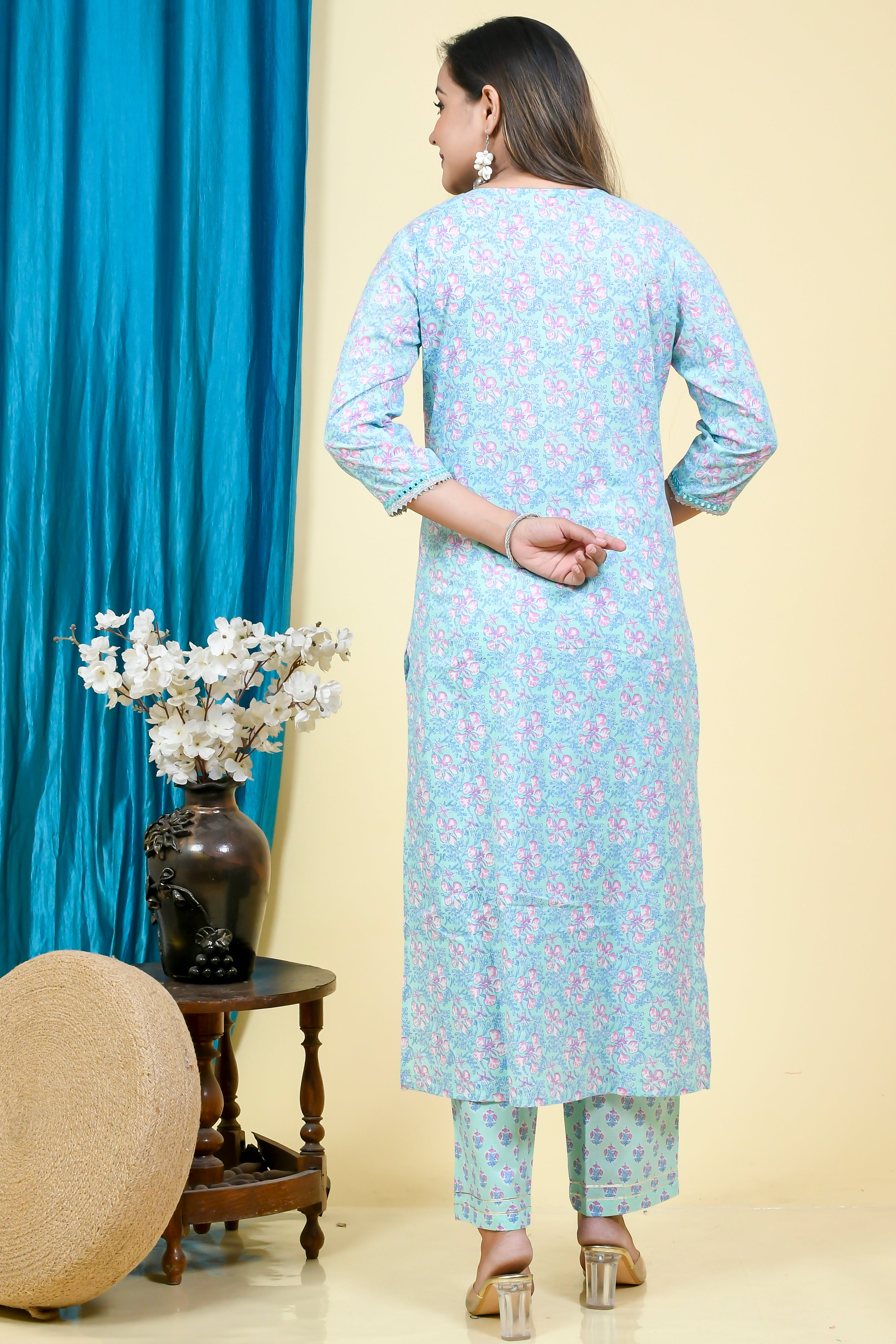 Blue Floral Kurta Set