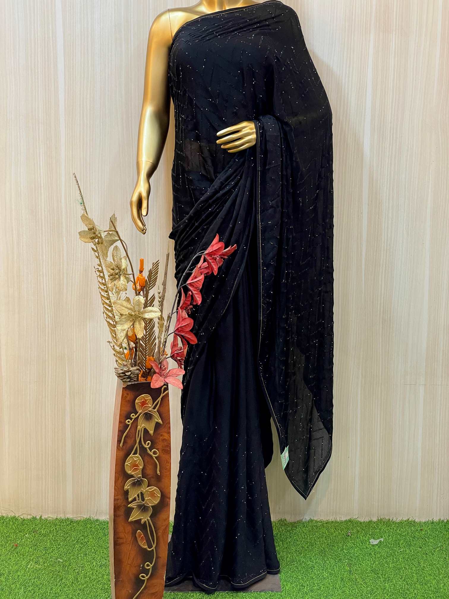 Marala Black Crepe Saree