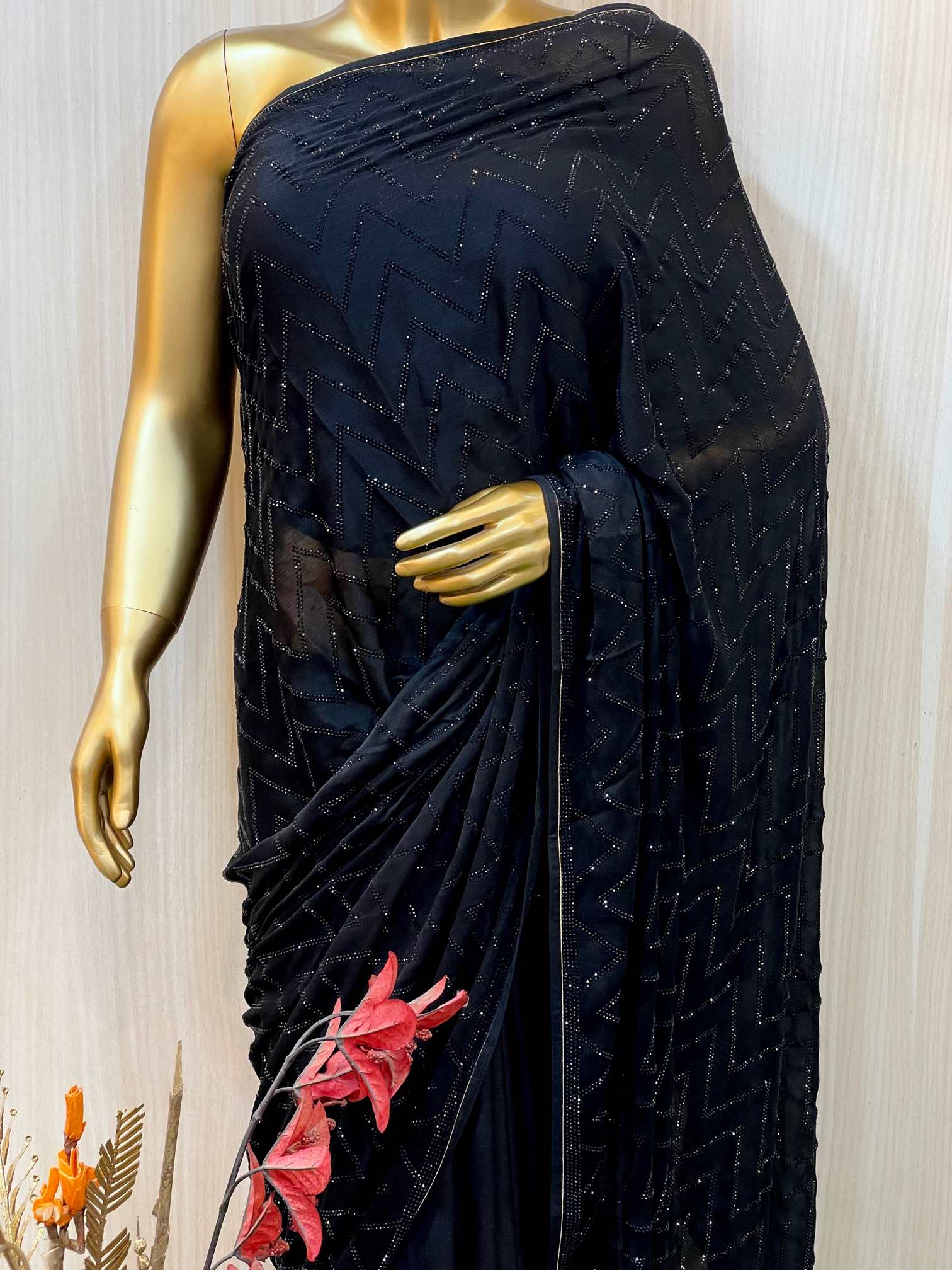 Marala Black Crepe Saree