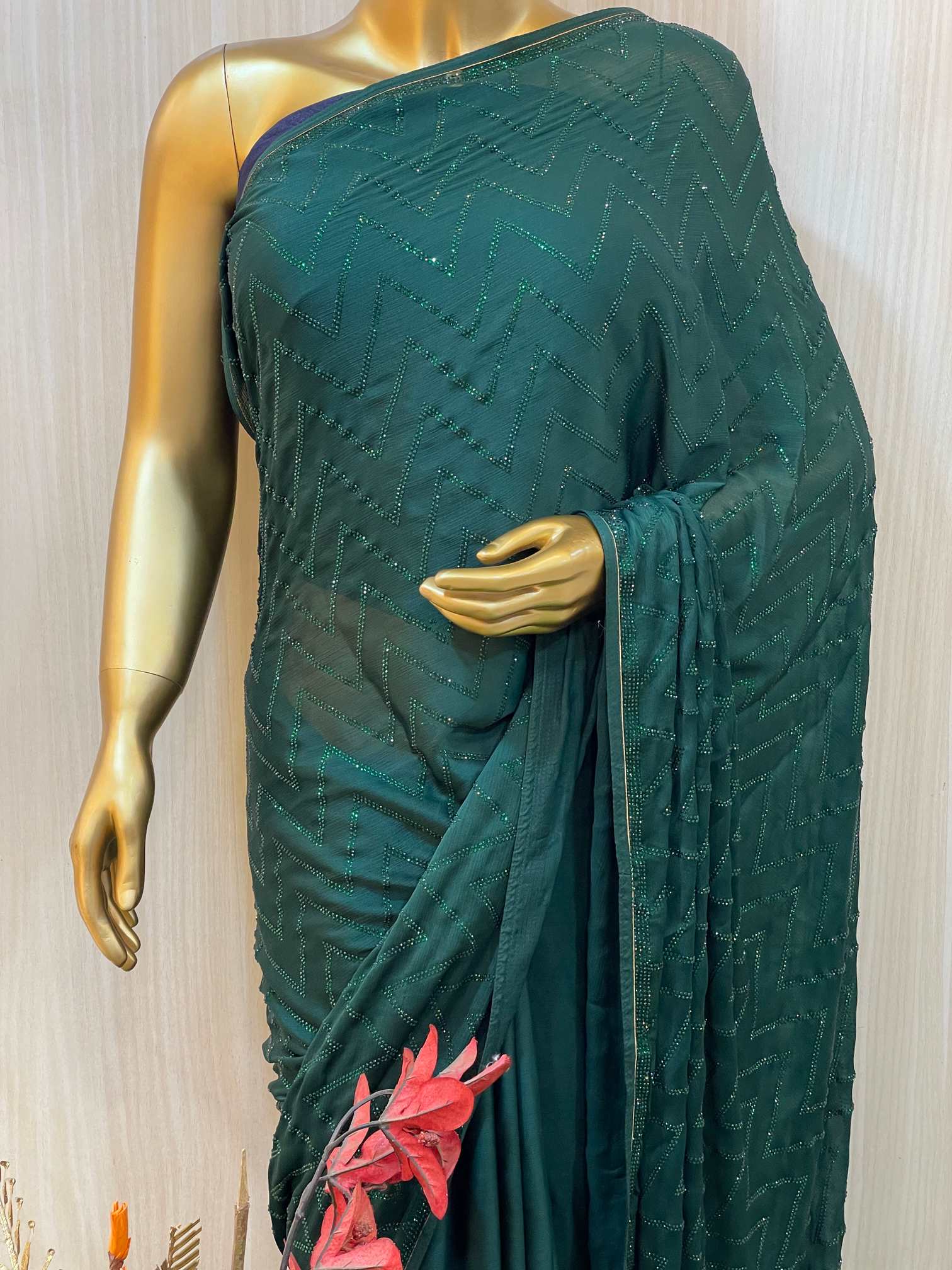 Marala Green Crepe Saree