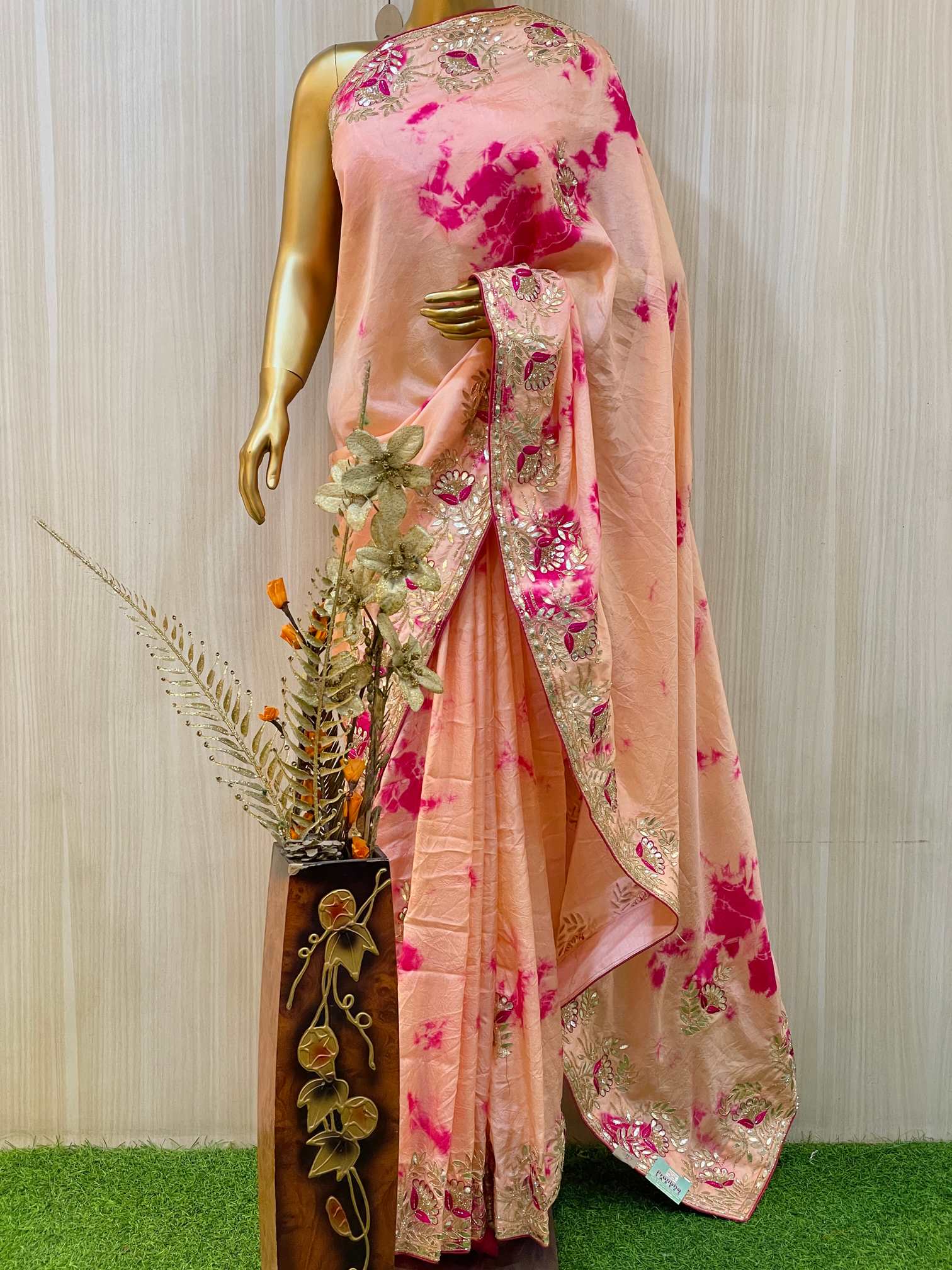 Daisy Pink Shibori Saree