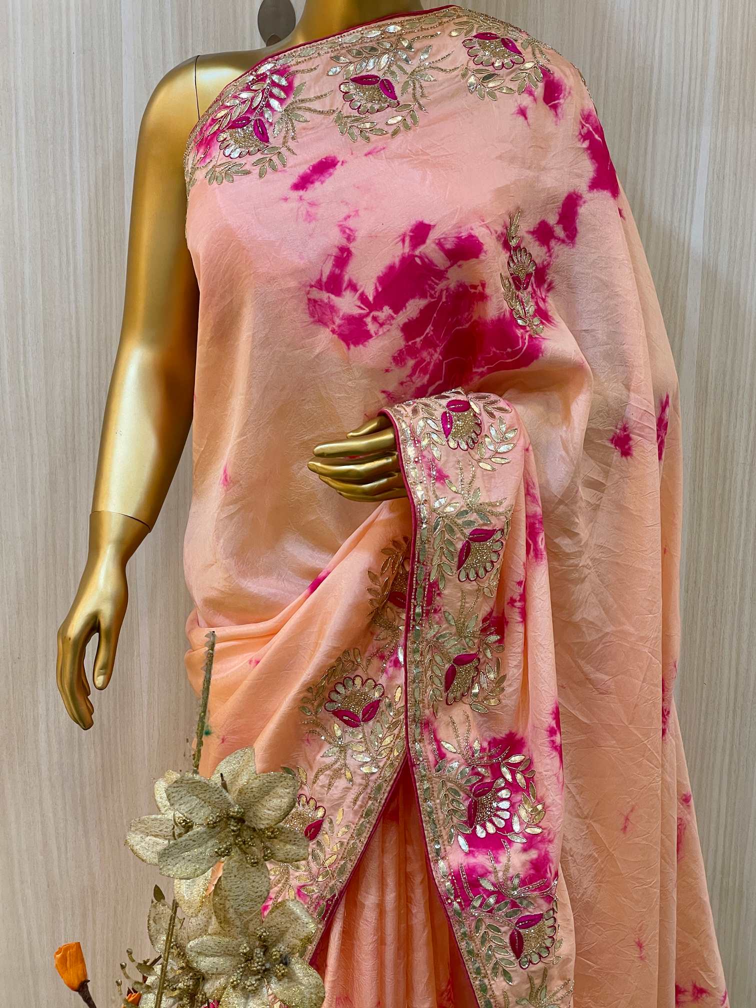 Daisy Pink Shibori Saree