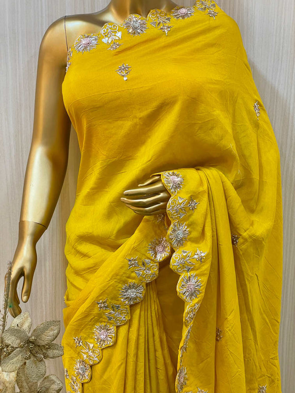Kashvi Yellow Silk Saree