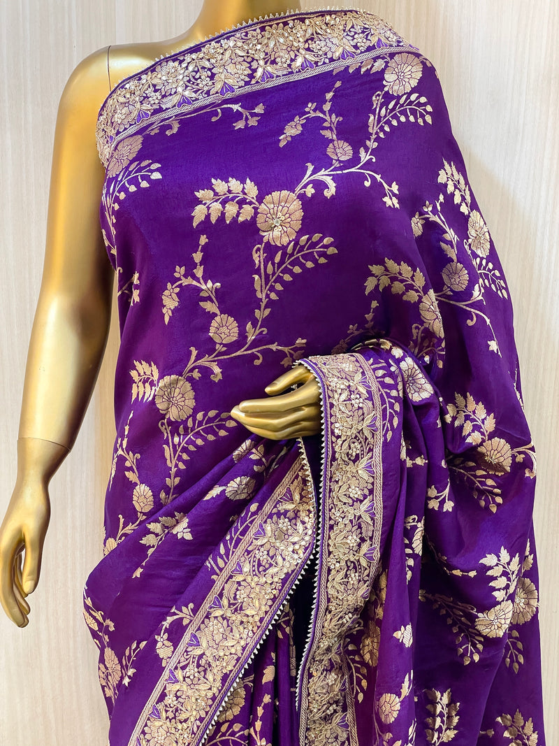 Kanisha Purple Banarasi Saree