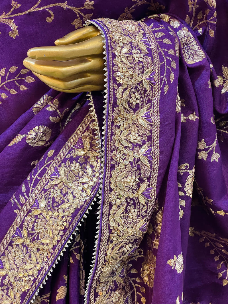 Kanisha Purple Banarasi Saree