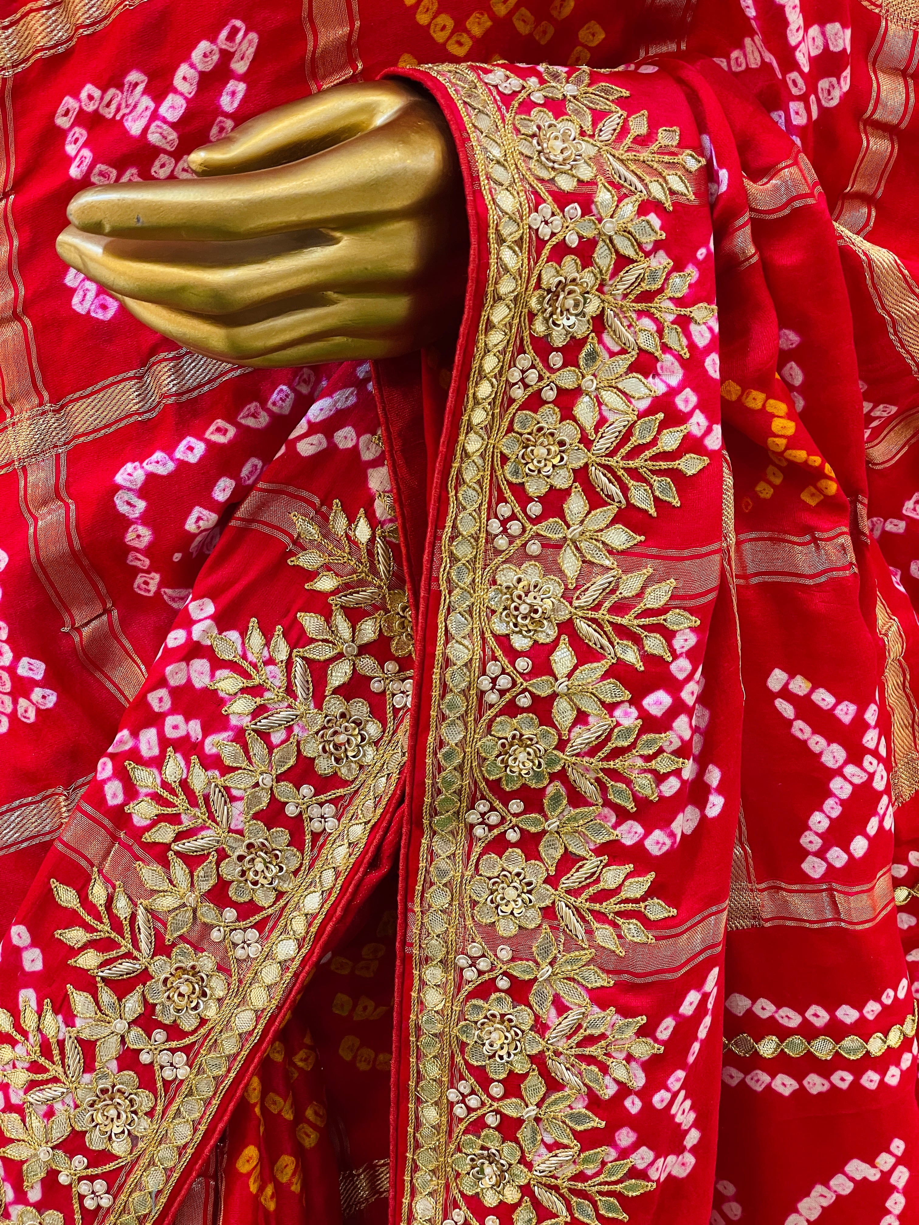 Bhavisha Red Gajji Silk Saree