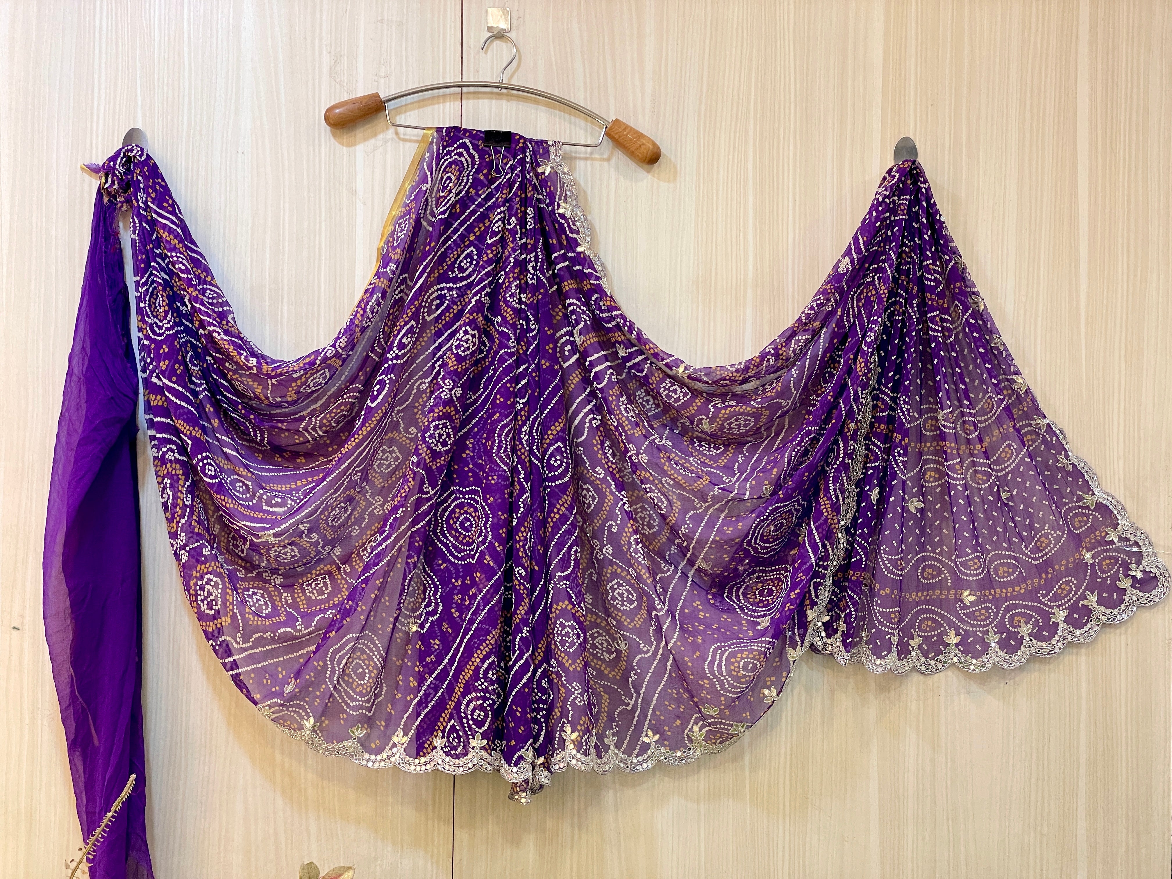 Deepika Purple bandhej Chiffon Saree