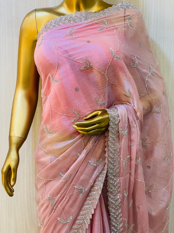 Namisha Pink Chiffon Saree