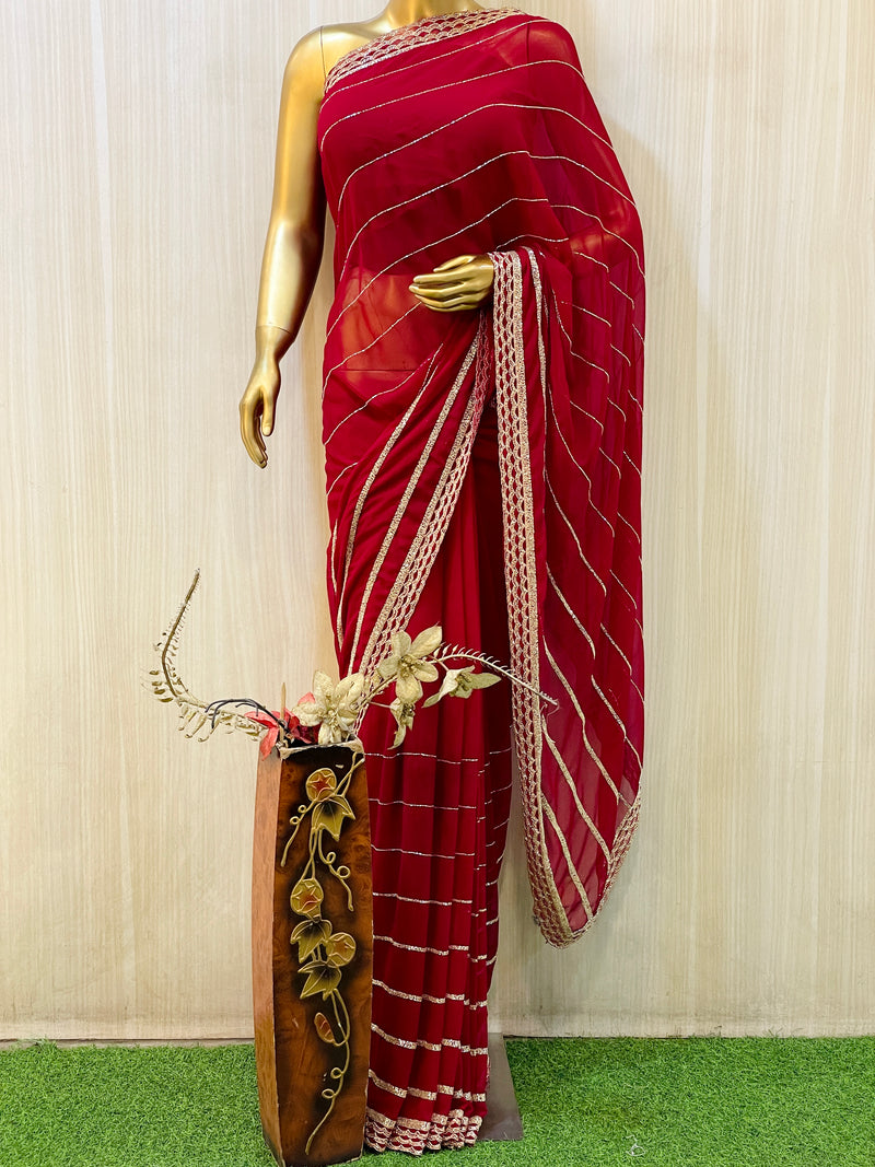 Vinisha Red Georgette Saree