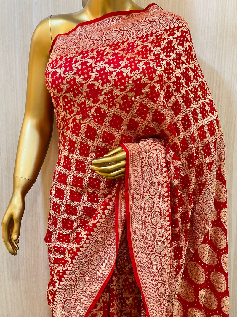 Ninu Khadi Geogette Bandhani Saree