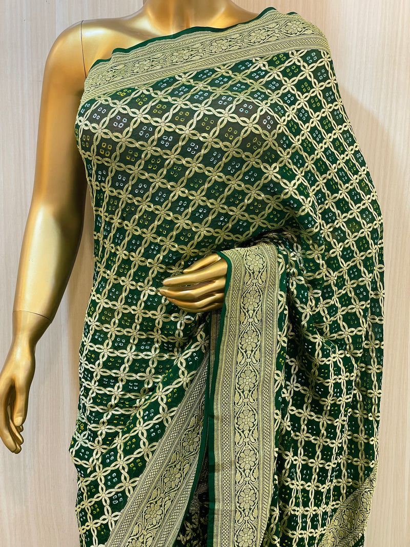 Shamu Khadi Geogette Bandhani Saree