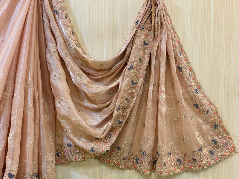 Kajol Cream Organza Saree