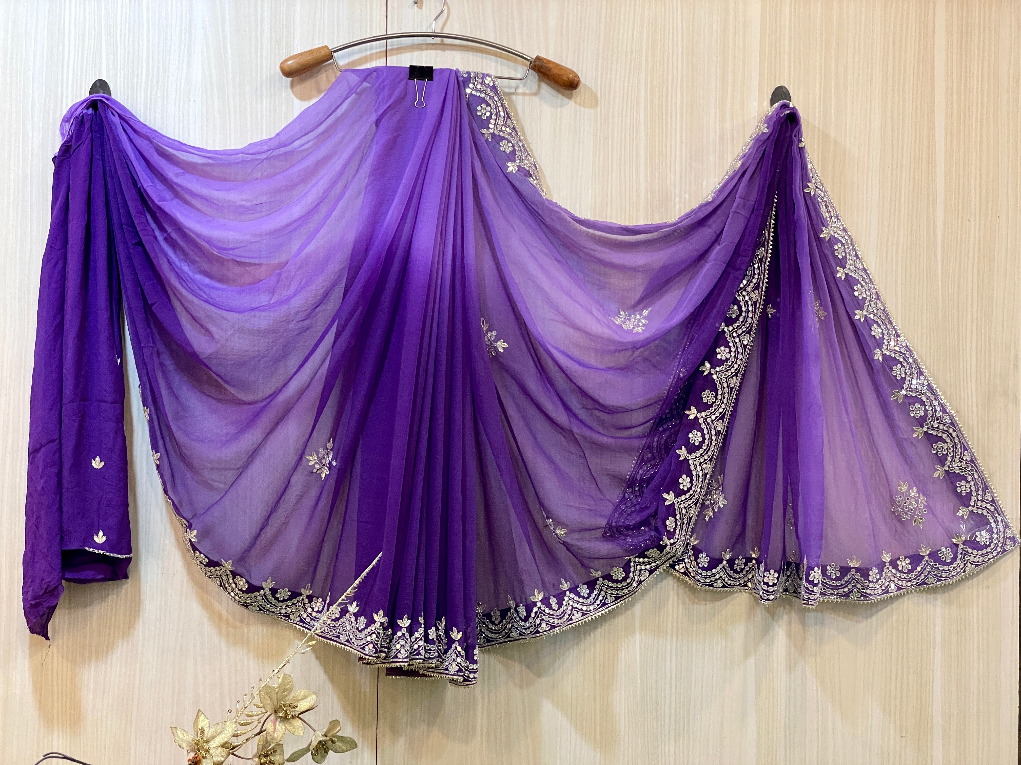 Katrina Purple Chiffon Saree