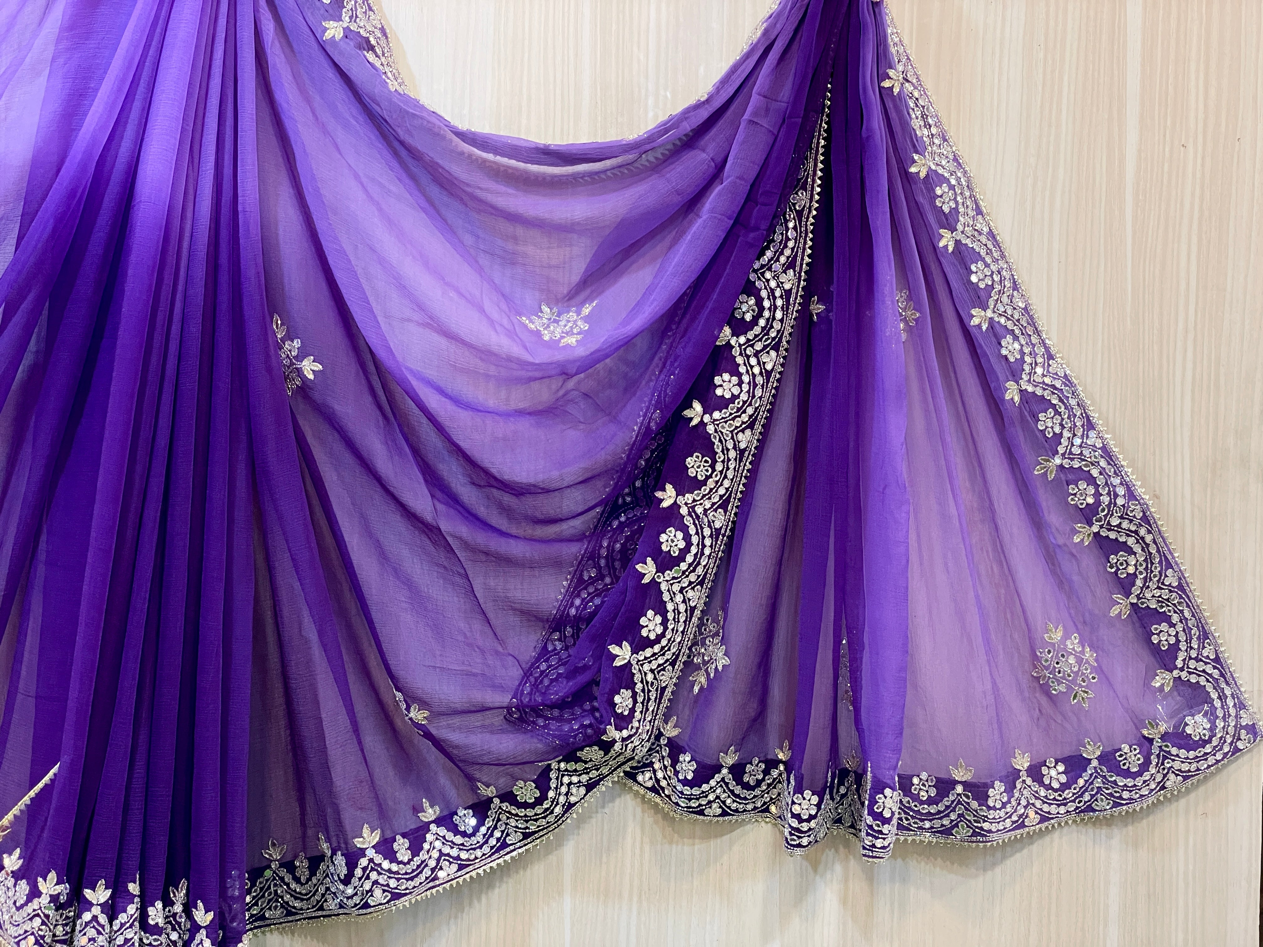 Katrina Purple Chiffon Saree