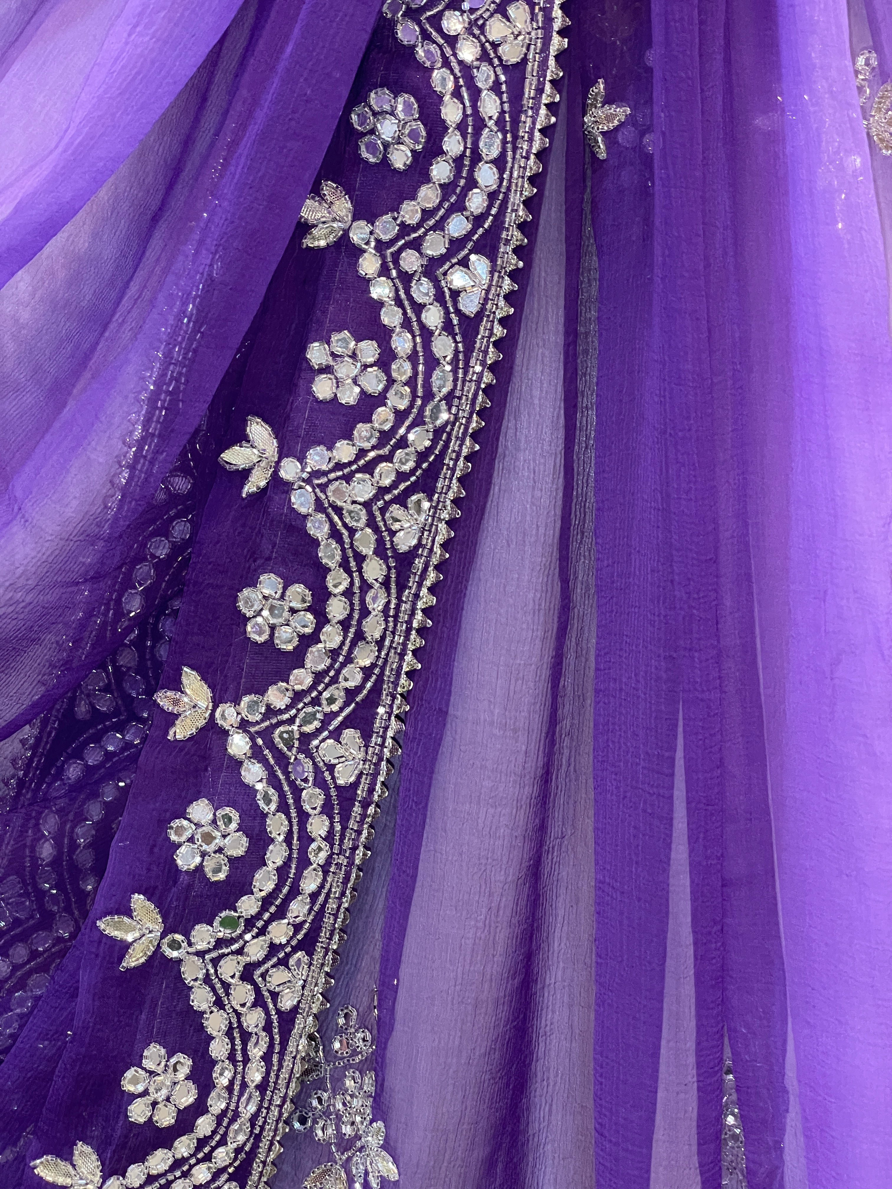 Katrina Purple Chiffon Saree