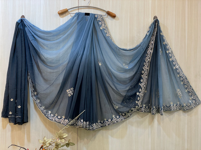 Katrina Blue Chiffon Saree