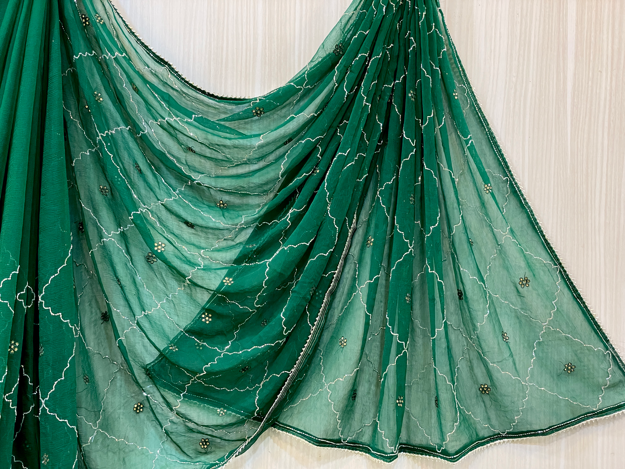 Anushri Green Chiffon Saree