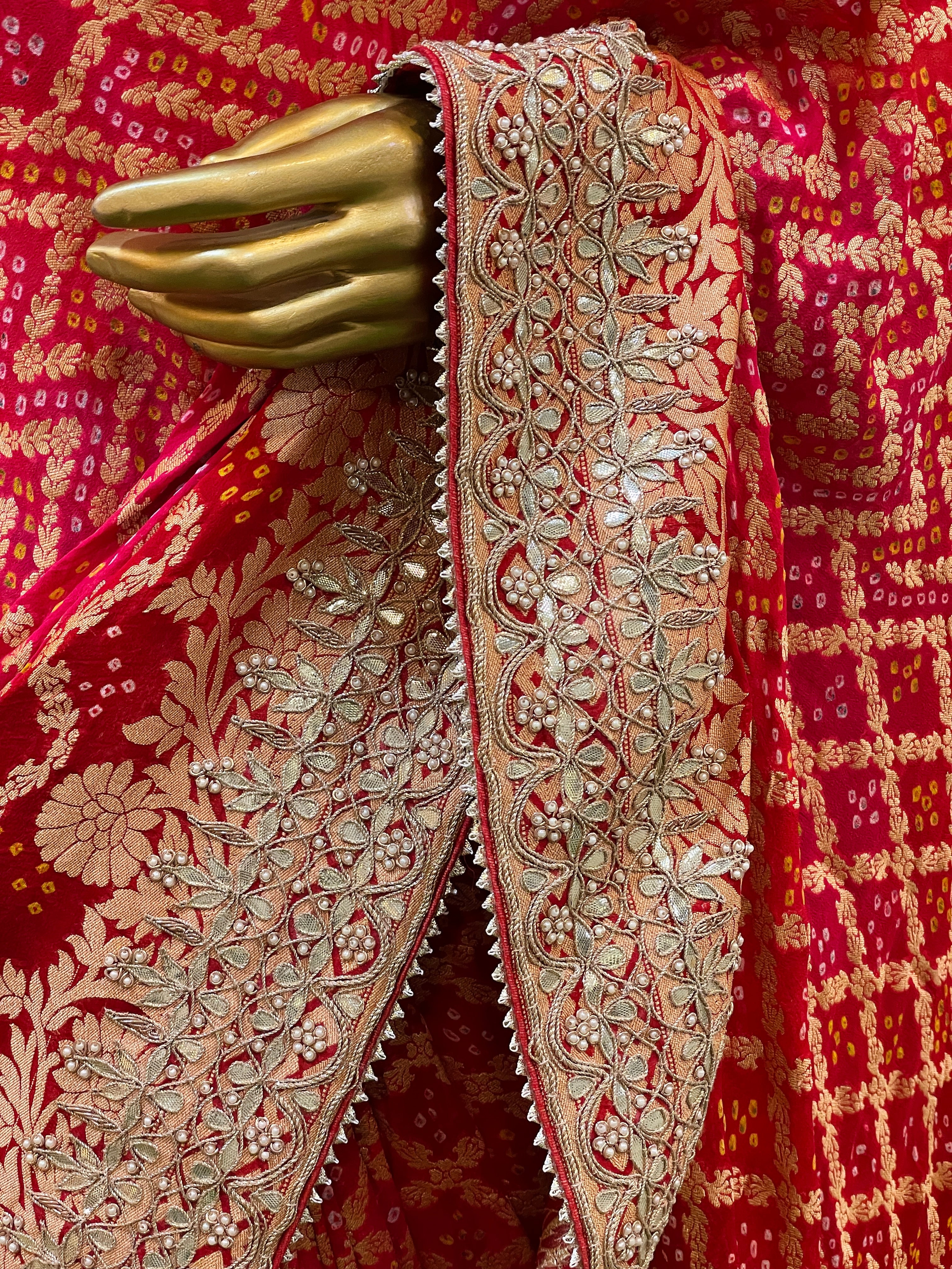 Dixi Khadi Geogette Bandhani Saree