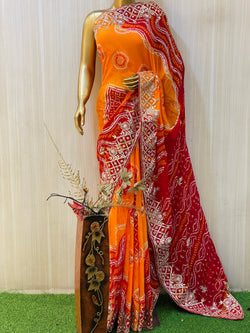 Teena Peela Bandhani Saree