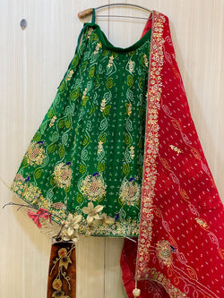 Munazir  Green Bandhani Lehenga