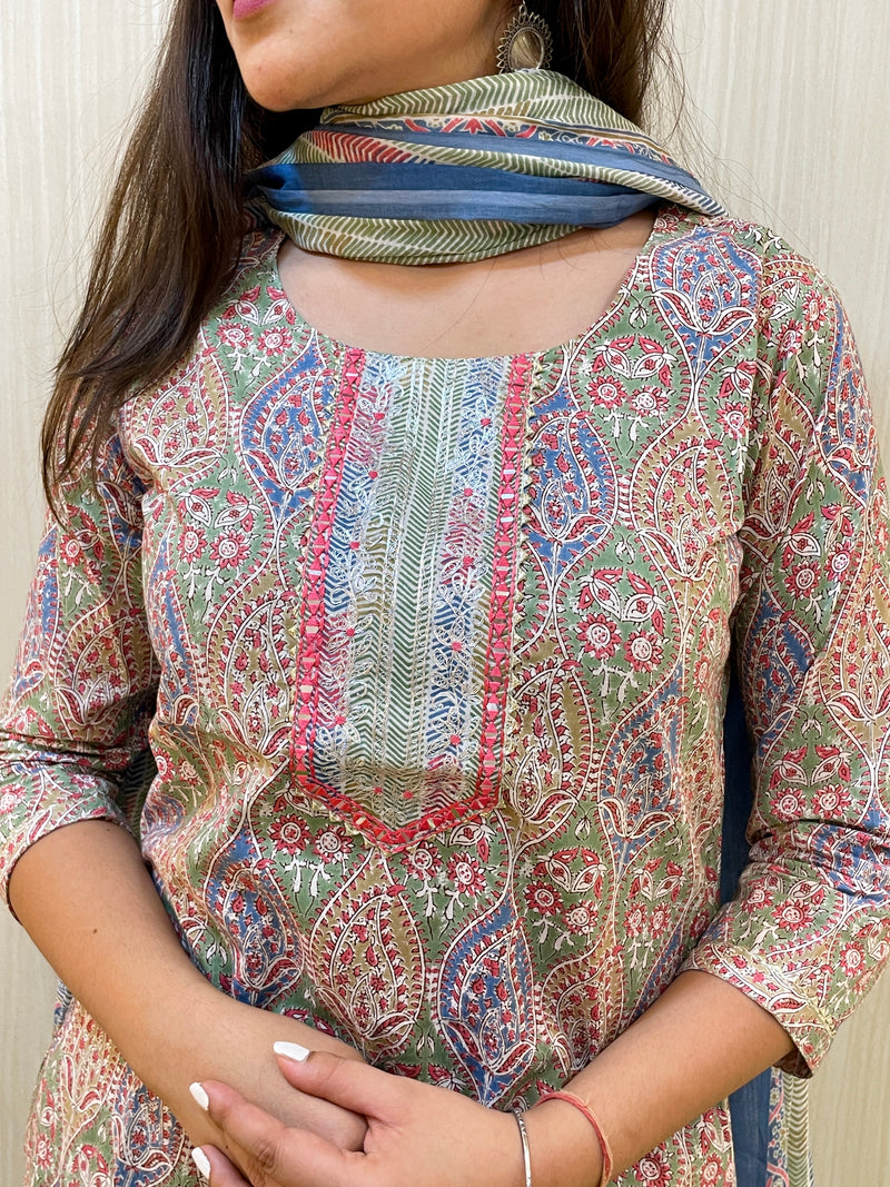 Multicolor Cotton Kurta Set