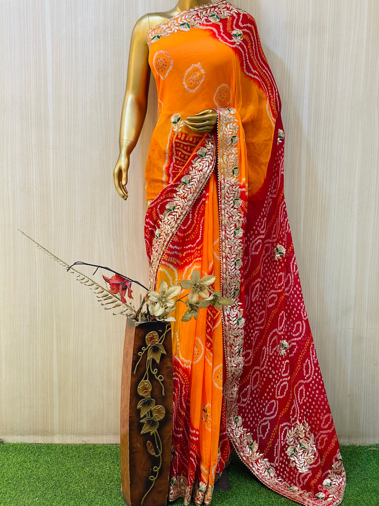 Bandhani Saree | Bandhej / Chunri / Gaji Silk Bandhani Sarees Online:  Khatri Jamnadas Bechardas