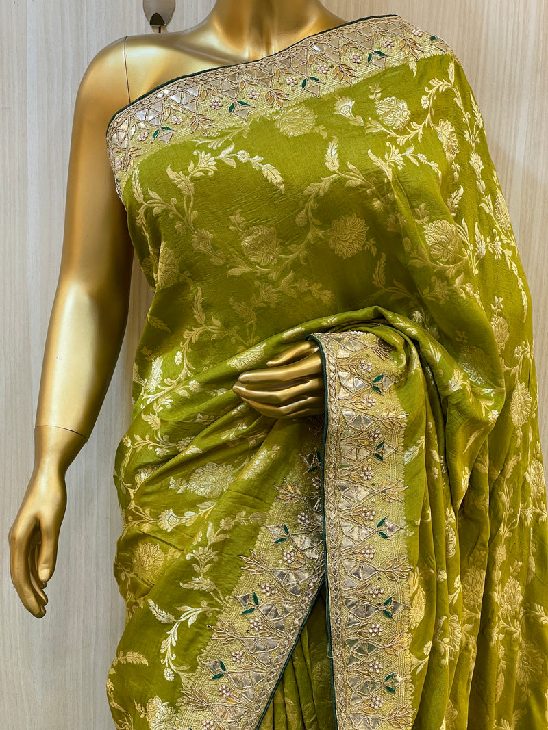 Kinara Green Banarasi Saree