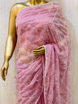 Cuna Pink Organza Saree