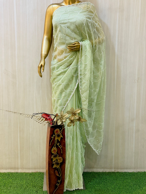 Pista Green Organza Saree