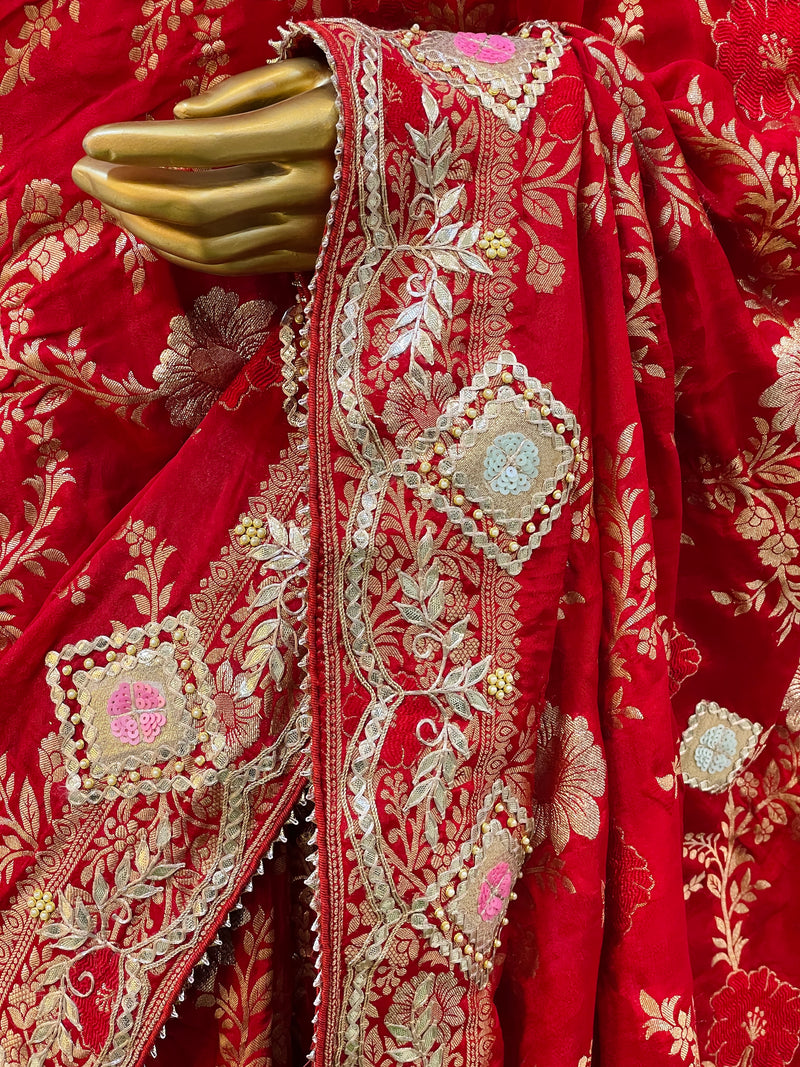 Buy Banarasi Bridal Silk saree with dupatta lehanga saree at Amazonin
