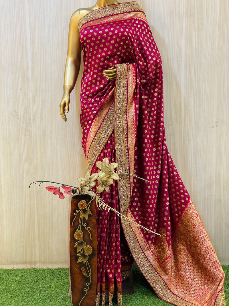 Parakram Wine Banarasi Saree