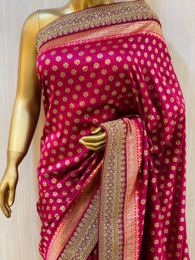 Parakram Wine Banarasi Saree