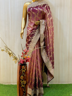 Rishika Brown Bandhani Saree