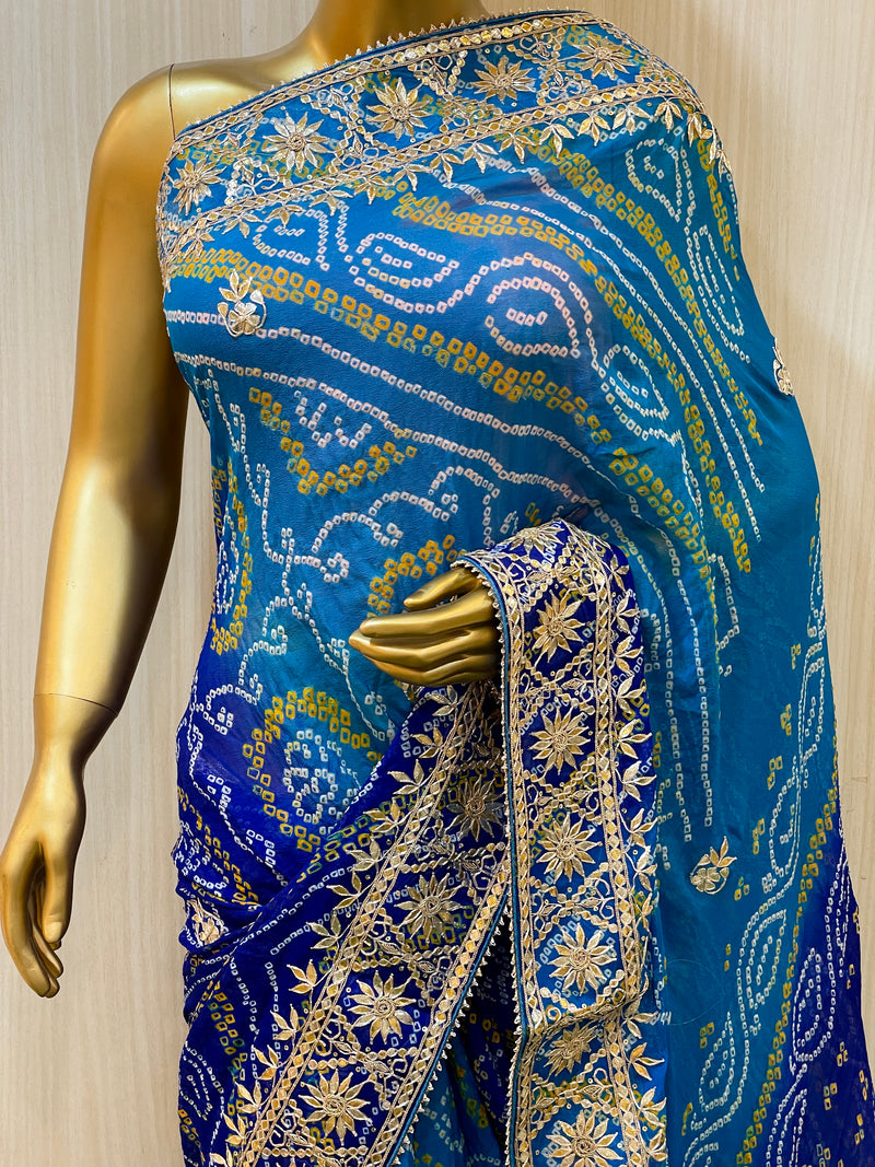 Reeva Blue Bandhani Saree