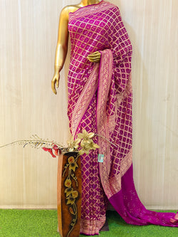 Rakshita  Purple Khadi Geogette Bandhani Saree