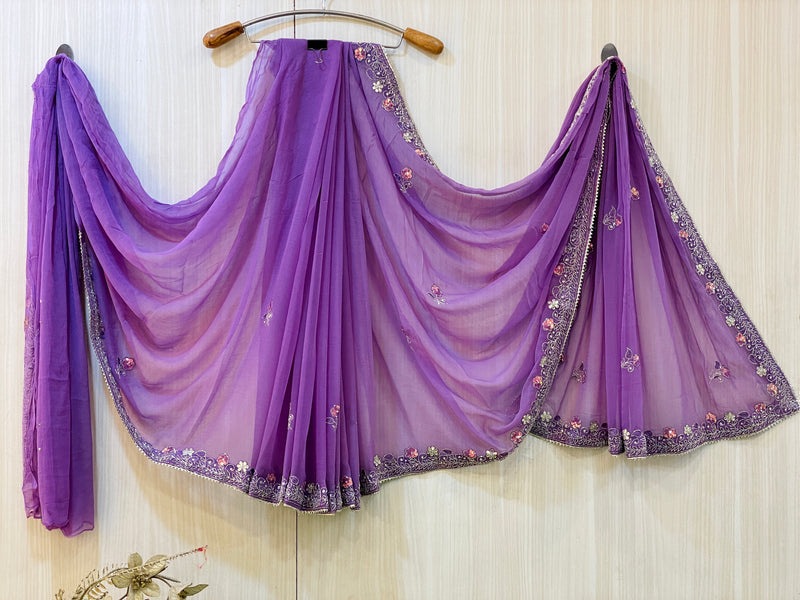 Ritika Purple Chiffon Saree