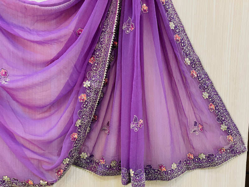 Ritika Purple Chiffon Saree