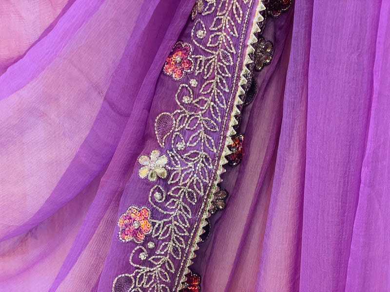 Ritika Purple Chiffon Saree