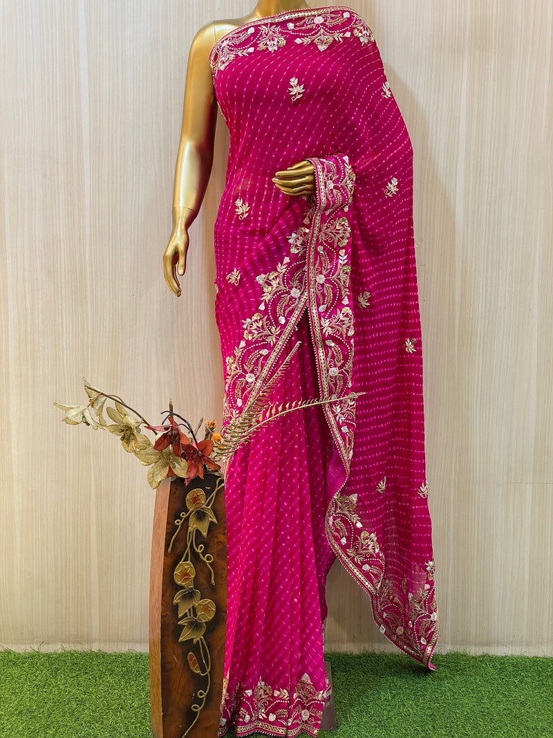 Payal Pink Leheriya Saree