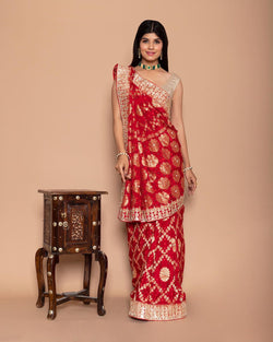 Anuza Red Banarasi Saree